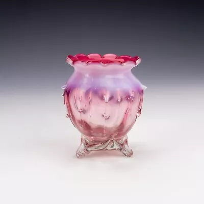 Buy Antique Cranberry Vaseline Glass Vase • 4.70£