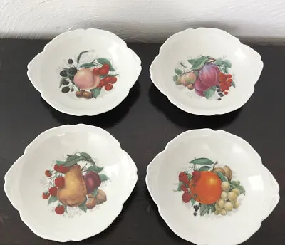 Buy Limoge France Set Of 4 Berry Bowls, Dessert Plates - Fruit And Nut Design • 13.43£