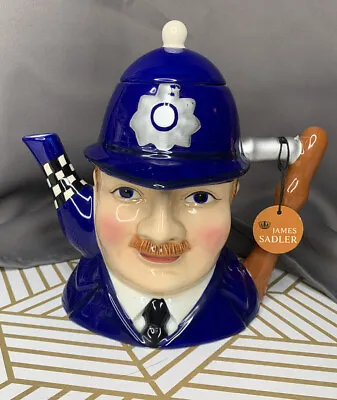 Buy James Sadler Characters Of  Britain Policeman Bobby Bobbies Cobalt Blue Teapot • 49.67£