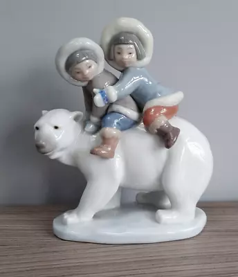 Buy Lladro Porcelain 'Eskimo Riders' Boy & Girl On Polar Bear Figure  ~ No 5353 • 21.01£