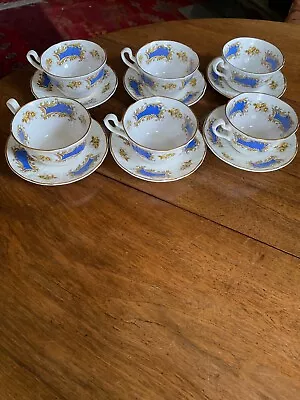 Buy Six Vintage Marquis Fine China Hand Painted Staffordshire Cups And Saucers • 10£