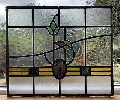 Buy Vintage Leaded Stained Glass Window Panel Art Nouveau Deco • 49£