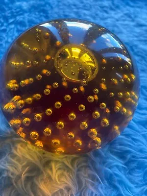 Buy Vintage Whitefriars #9308 Baxter Amber 3  Controlled Bubble Paperweight • 37.49£