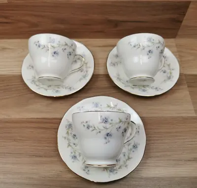 Buy 3 X Duchess Tranquillity  Bone China Floral Tea Cups & Saucers • 13.99£