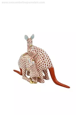 Buy Superb Herend Porcelain Figurine Pair Kangaroo Red Fishnet Garrard London Boxed • 445£