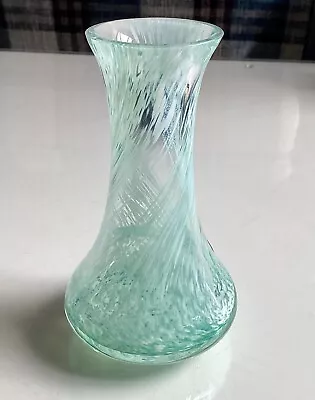 Buy Vintage Caithness Art Glass Vase Green Swirl Twist Pattern Flared 12 Cm Tall • 8£