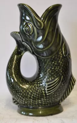 Buy Vintage Dartmouth Pottery Dark Green Gurgle Fish Jug - 23 Cm • 38£