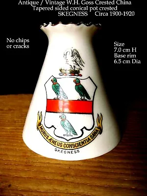 Buy Antique W.H GOSS CHINA Crested Conical Pot With The Crest Of SKEGNESS • 1.99£
