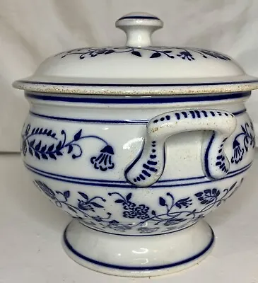 Buy Antique German Waechtersbach Earthenware Blue China Covered Dish 1880-1920 MINT! • 175.16£