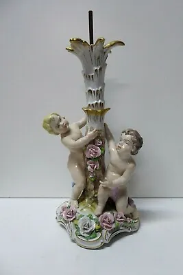 Buy Antique Meissen Dresden Porcelain China Cherub Floral Statue Figurine Lamp Base • 302.04£