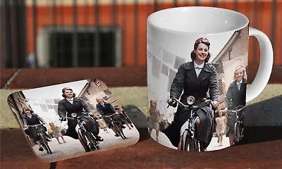 Buy Call The Midwife Bicycle - Ceramic Coffee / Tea Mug + Matching Coaster  • 8.49£