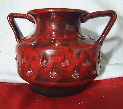 Buy Aldo Londi Bitossi Italy Ceramic Blood Red Vase Fratelli Fanciullaci 9 Cms • 47£
