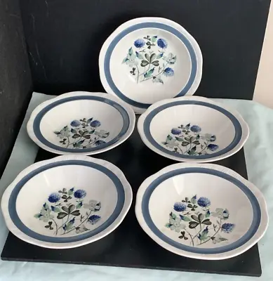 Buy Vintage  5 X BOWLS By Alfred Meakin BLUE CLOVER - Floral Design - Cereal/Dessert • 2.50£