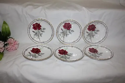 Buy [10981 Vintage Royal Stafford Roses To Remember Tea Saucers X 6 Red Rose • 10£