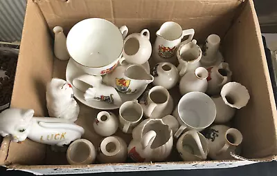 Buy Box Lot Of Antique Crested Ware Porcelain Ornaments Figurines Various Places • 10£