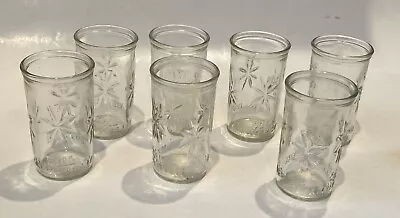 Buy Lot 7 Vintage Anchor Hocking Juice Glasses 50th Anniversary Star Burst Jelly Jar • 24.10£