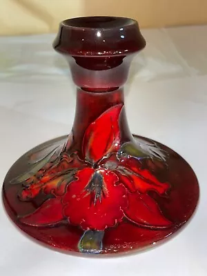 Buy Moorcroft Red Flambe Orchid Candlestick-England-1930’s-Art Deco-Victorian-Scarce • 264.82£