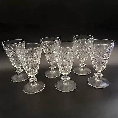 Buy Vintage JEANNETTE CO Thumbprint Depression Glass Water Goblets Set Of 6 • 71.15£