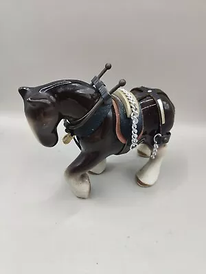 Buy Vintage Melba Ware Brown Ceramic Pottery Shire Horse Harness Figure England 4 • 10£