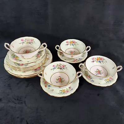 Buy Minton Sherwood Cups Saucers Side Plates Tea Plates X4 Two Handled • 39.99£