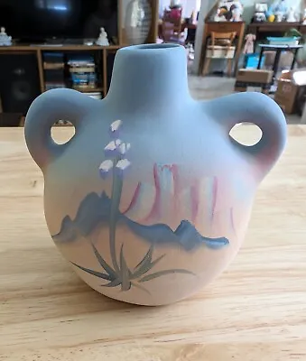 Buy New West Pottery Vase 4  Double Handle Sunset Colors • 14.23£