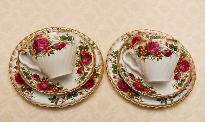 Buy Washington Pottery Hanley English Rose Gold Tea Cup Saucer Plate 2 Sets Vintage • 31£