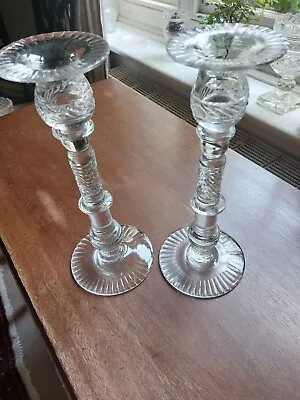 Buy Fantastic Pair Of Tall Antique Glass Candlesticks • 145£