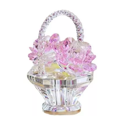 Buy Small Crystal Flower Basket Figurines Beautiful Car Ornaments  Living Room • 9.10£