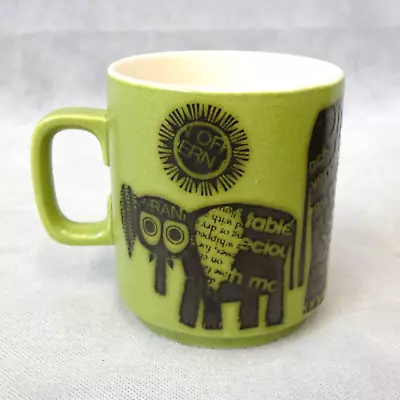 Buy Vintage Hornsea Pottery John Clappison Elephant Newsprint Green Mug 1975 (Bec) • 9.99£