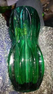 Buy Vintage 1970s Sklo Union Czech Rosice 20cm Green Waist Vase By Jan Schmid • 19.99£