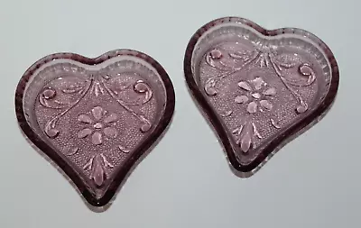 Buy 2 Vintage Purple Indiana Glass Tiara Candy Nut Trinket  Heart Shaped Dishes • 12.32£