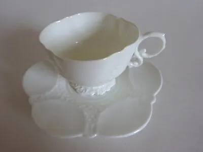 Buy Antique/Early Aynsley White Bone China Tea Cup, Saucer Embossed Scalloped Rim #1 • 5.99£
