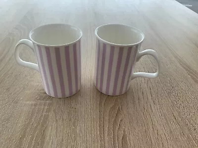 Buy Laura Ashley Fine Bone China Lavender Candy Stripe Mugs X 2 • 8£