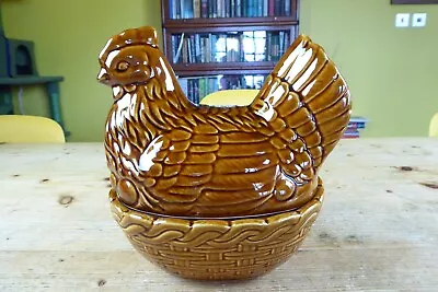 Buy Vintage Hen On Nest Egg Holder Ceramic Basket Chicken • 8£