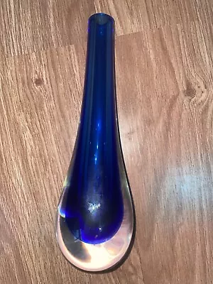 Buy Vintage/Retro Caithness 20cm Loch Blue Glass Bud Vase (EX COND) • 0.99£