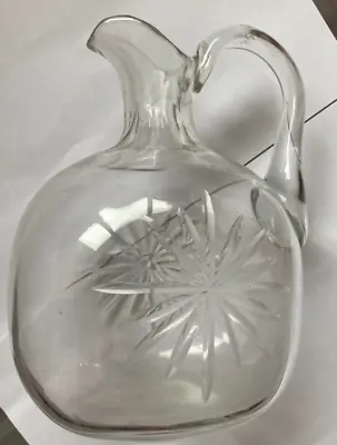 Buy Lovely Heavy Early 19th Century Star Cut Glass Wine Ewer With Slice Cut Neck • 12.99£