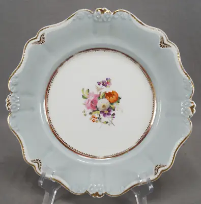Buy Ridgway Pattern 3055 Gloucester Shape Hand Painted Flowers Grey & Gold Plate B • 118.40£