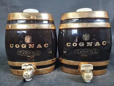 Buy Wade Royal Victoria Pottery Black & Gold Courvoisier Cognac Barrel Decanter X 2 • 30£