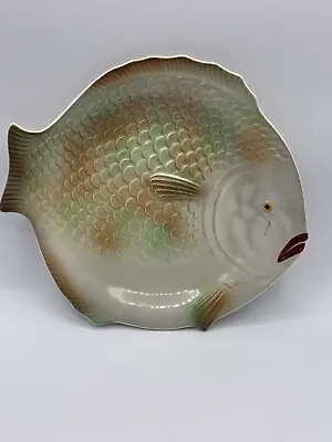 Buy Vintage Fish Plate Green Brown Shorter & Son Stoke-On-Trent, England See Descrip • 14.25£