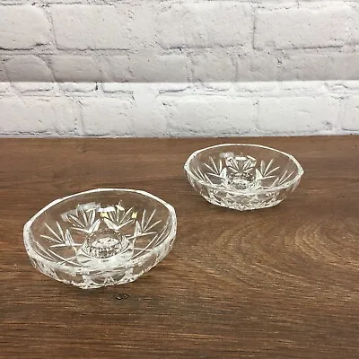 Buy 2 Vintage Round Crystal Cut Glass Candle Holders • 18.04£