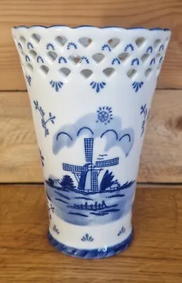 Buy Delftware Holland Royal Twickel Porcelain Vase Ter Steege Hand Painted Windmill • 6.99£