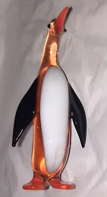 Buy Orange And White Murano Lampwork Style Glass Penguin 9cm *Mint* • 15£