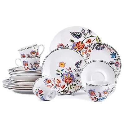 Buy FLOWER GARDEN Bone China Dinner Service Set 20pc Porcelain Dinnerware Plates Set • 60.73£
