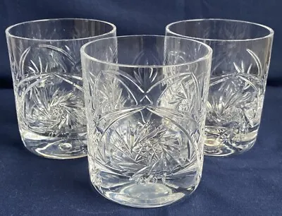 Buy Vintage Hungarian Crystal Double Old Fashioned Glasses Pinwheel Star Pattern • 36.04£