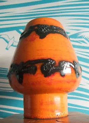 Buy Vintage Orange  & Black Fat Lava West German Pottery Vase 510-15 • 20£