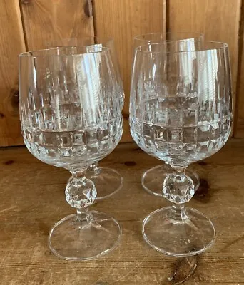Buy 4 Vintage Bohemia Cut Crystal Wine Glasses Belfast Design Faceted Ball Stem • 20.99£