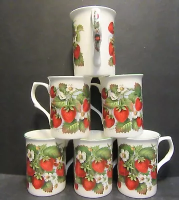 Buy Set Of 8/6/4/2/1 Mugs Strawberry Fine Bone China Mugs Castle Shape 10oz Deco UK • 18.99£