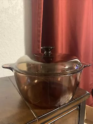 Buy Vintage Corning Ware Visions Amber Glass Dutch Oven W/Lid Stock Pot 4.5L USA • 28.93£