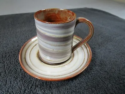 Buy Lovely Vintage Wold Pottery Coffee Expresso Cup And Saucer Cream / Brown Glaze • 12.95£