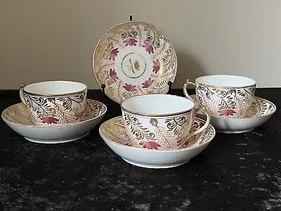 Buy Miles Mason 3 X Teacups + 4 X Saucers In Floral Gilt Pattern C1810 - Damages • 75£